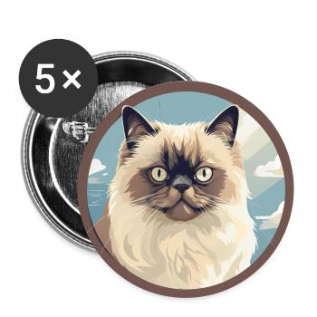 Himalayan cat - Buttons large 2.2''/56 mm (5-pack) - white - Front