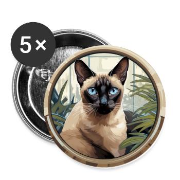 Siamese cat - Buttons large 2.2''/56 mm (5-pack) - white - Front