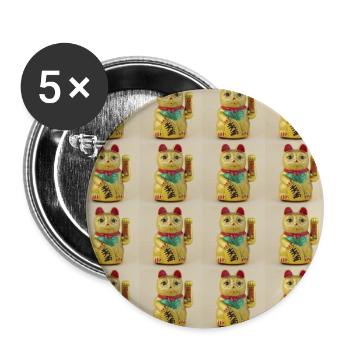 Lucky 16 Cats - Buttons large 2.2''/56 mm (5-pack) - white - Front