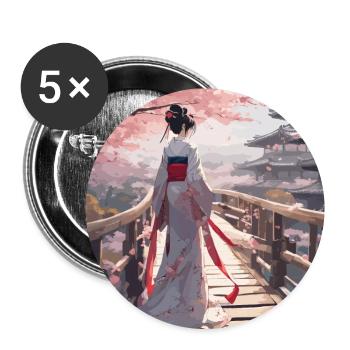 Geisha - Buttons groß 56 mm (5er Pack) - Weiß - Vorne