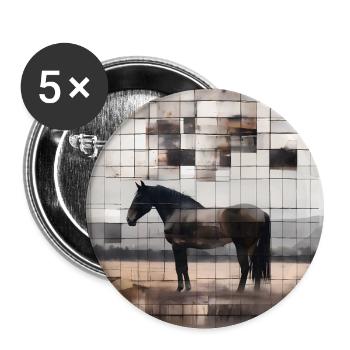 Pferd - Buttons groß 56 mm (5er Pack) - Weiß - Vorne