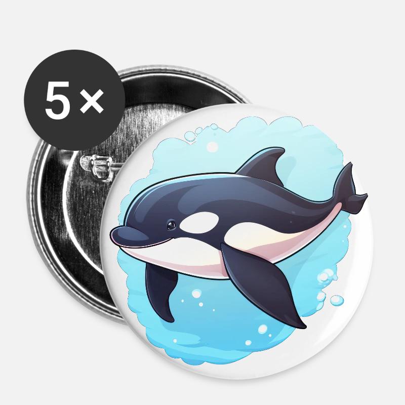 Orca - Buttons groß 56 mm (5er Pack) - Weiß