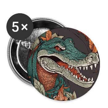 Krokodil - Buttons groß 56 mm (5er Pack) - Weiß - Vorne