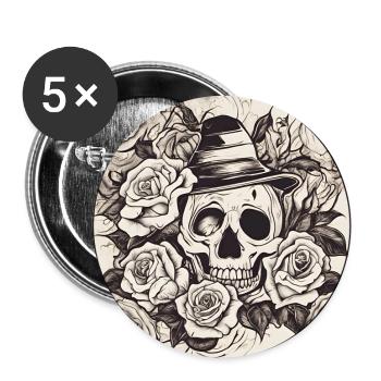 Crâne - Lot de 5 grands badges (56 mm) - blanc - Devant