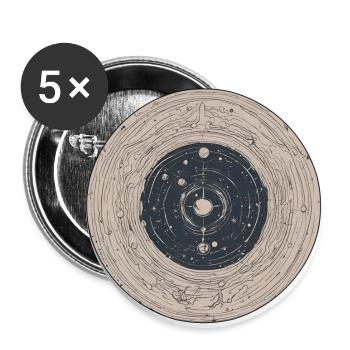 Abstract Solar System / Planets / Universe - Buttons large 2.2''/56 mm (5-pack) - white - Front