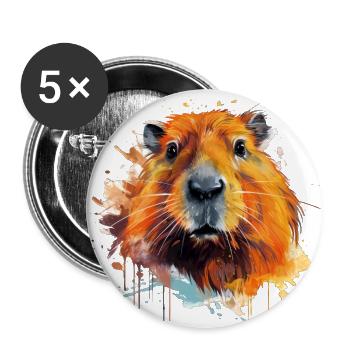 Capybara - Buttons groß 56 mm (5er Pack) - Weiß - Vorne