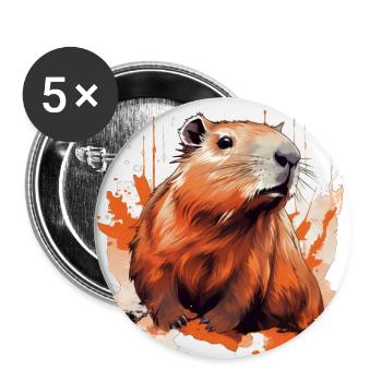 Capybara - Buttons groß 56 mm (5er Pack) - Weiß - Vorne