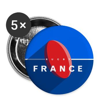 RUGBY FRANCE - Buttons groß 56 mm (5er Pack) - Weiß - Vorne