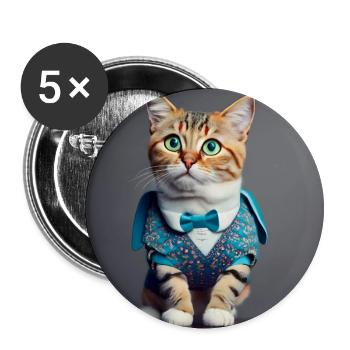 cat green eyes - Buttons large 2.2''/56 mm (5-pack) - white - Front