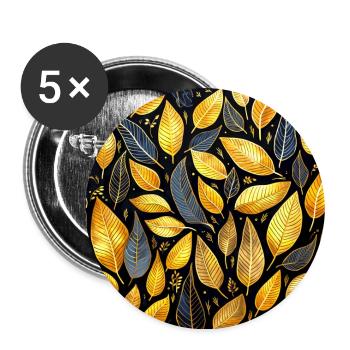 Golden Leaves - Buttons large 2.2''/56 mm (5-pack) - white - Front