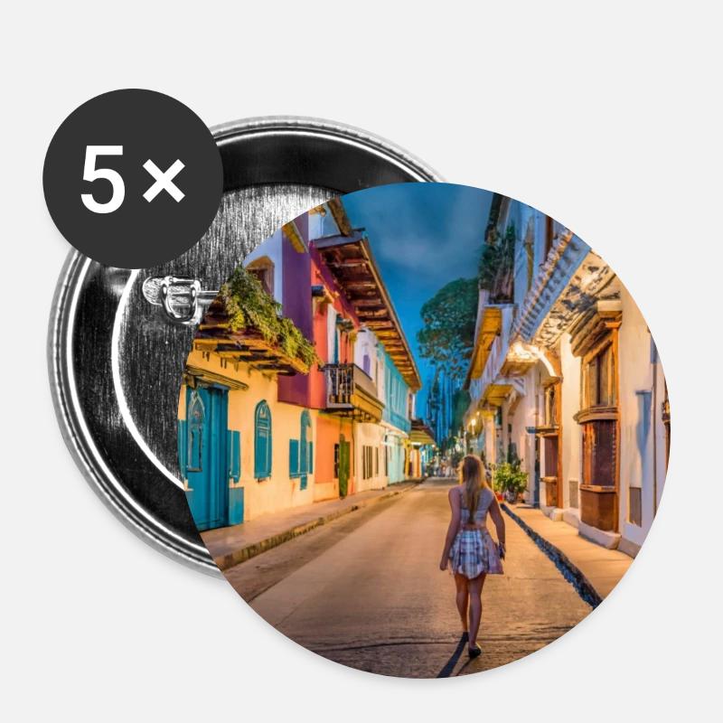 Cartagena at night - Buttons large 2.2''/56 mm (5-pack) - white