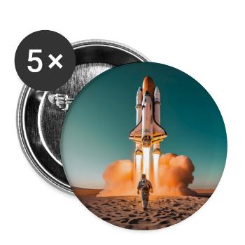 astronaut with rocket - Buttons large 2.2''/56 mm (5-pack) - white - Front