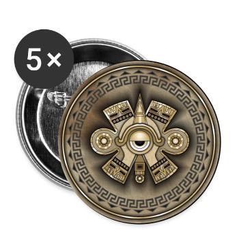 Aztekisches antikes Symbol Ollin Gott - Buttons groß 56 mm (5er Pack) - Weiß - Vorne