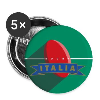 RUGBY ITALIA - Buttons groß 56 mm (5er Pack) - Weiß - Vorne