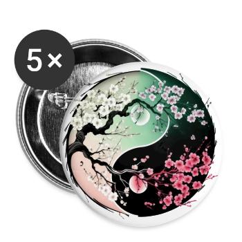 sakura yin yang - Buttons groß 56 mm (5er Pack) - Weiß - Vorne