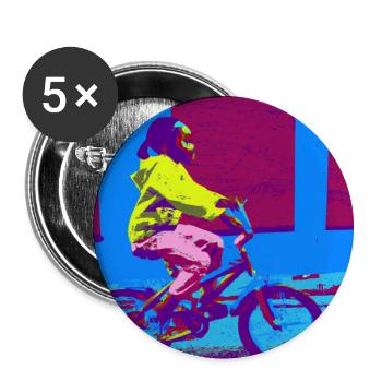 Kinderfahrrad blau, lila, gelb, pink - Buttons groß 56 mm (5er Pack) - Weiß - Vorne