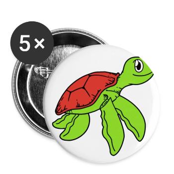 Turtle Cute - Buttons large 2.2''/56 mm (5-pack) - white - Front