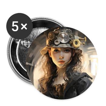 sherlock GIRL Steam punk - Lot de 5 grands badges (56 mm) - blanc - Devant