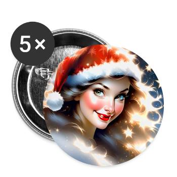 Joyeux Noel #6 - Lot de 5 grands badges (56 mm) - blanc - Devant