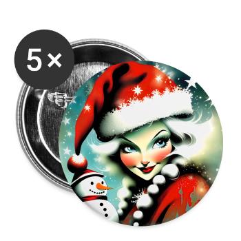 Joyeux Noel #15 - Lot de 5 grands badges (56 mm) - blanc - Devant