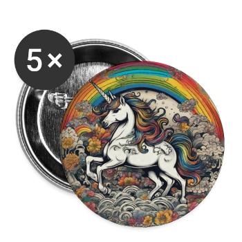 unicorn, colorful, color, rainbow, comic, retro - Buttons large 2.2''/56 mm (5-pack) - white - Front