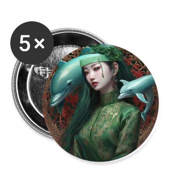 anime,delfine,asiatin,kreis,gothic,comic - Buttons groß 56 mm (5er Pack) - Weiß - Vorne