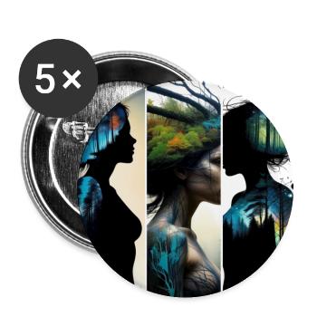 Mutter Natur - Buttons groß 56 mm (5er Pack) - Weiß - Vorne