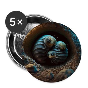 Süße kleine Larven - Buttons groß 56 mm (5er Pack) - Weiß - Vorne