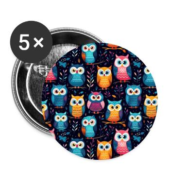 Mignon bébé hibou motif - Lot de 5 grands badges (56 mm) - blanc - Devant