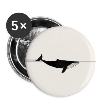 Wal taucht ins Meer - Buttons groß 56 mm (5er Pack) - Weiß - Vorne