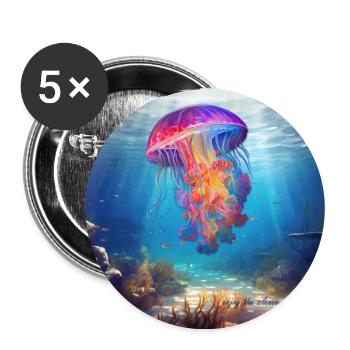 Meduse - enjoy the silence - Buttons groß 56 mm (5er Pack) - Weiß - Vorne
