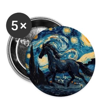 pferd, tier, van gogh, sternenacht - Buttons groß 56 mm (5er Pack) - Weiß - Vorne