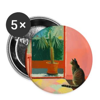 cat, cats, colorful, animal, gift, gift idea - Buttons large 2.2''/56 mm (5-pack) - white - Front