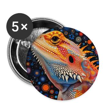 Bearded dragon, colorful, animal, gift, gift idea - Buttons large 2.2''/56 mm (5-pack) - white - Front