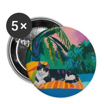 Cat, Cats Colorful, Animal, Gift, Gift Idea - Buttons large 2.2''/56 mm (5-pack) - white - Front
