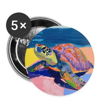 turtle, colorful, animal, gift, gift idea - Buttons large 2.2''/56 mm (5-pack) - white - Front