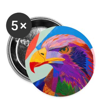 eagle, bird, colorful, animal, gift, gift idea - Buttons large 2.2''/56 mm (5-pack) - white - Front