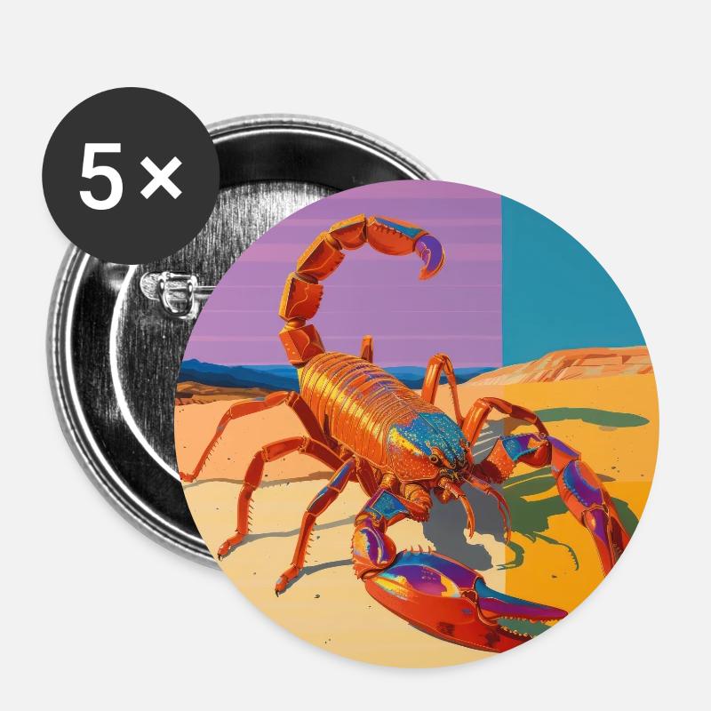 scorpion, bunt, tier, geschenk, geschenkidee - Buttons groß 56 mm (5er Pack) - Weiß