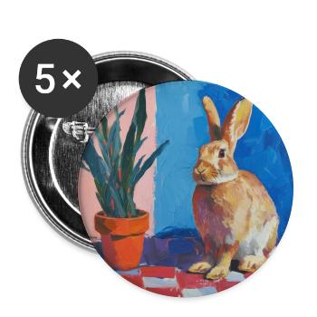hase, kaninchen, bunt, tier, geschenk - Buttons groß 56 mm (5er Pack) - Weiß - Vorne