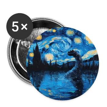 loch ness monster, nessie, van gogh, sternenacht - Buttons groß 56 mm (5er Pack) - Weiß - Vorne