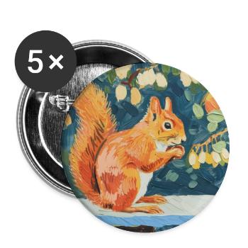 squirrel, colorful, animal, gift, gift idea - Buttons large 2.2''/56 mm (5-pack) - white - Front
