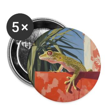 gecko, echse, bunt, tier, geschenk, geschenkidee - Buttons groß 56 mm (5er Pack) - Weiß - Vorne