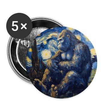 Bigfoot, Big Foot, Van Gogh, Starry Night - Buttons large 2.2''/56 mm (5-pack) - white - Front