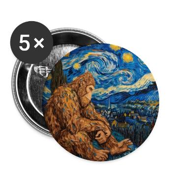 bigfoot, big foot, van gogh, sternenacht - Buttons groß 56 mm (5er Pack) - Weiß - Vorne