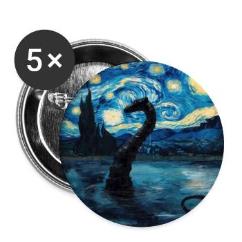 loch ness monster, nessie, van gogh, sternenacht - Buttons groß 56 mm (5er Pack) - Weiß - Vorne