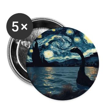 loch ness monster, nessie, van gogh, sternenacht - Buttons groß 56 mm (5er Pack) - Weiß - Vorne