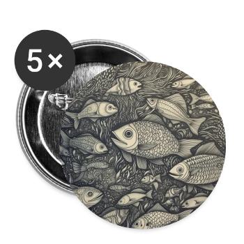 Laughing Fish - Buttons large 2.2''/56 mm (5-pack) - white - Front