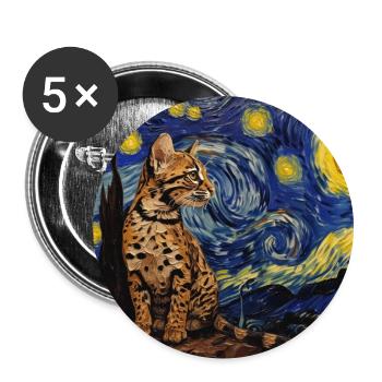 Ozelot, luchs, van gogh, sternennacht - Buttons groß 56 mm (5er Pack) - Weiß - Vorne