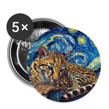 Ozelot, luchs, van gogh, sternennacht - Buttons groß 56 mm (5er Pack) - Weiß - Vorne