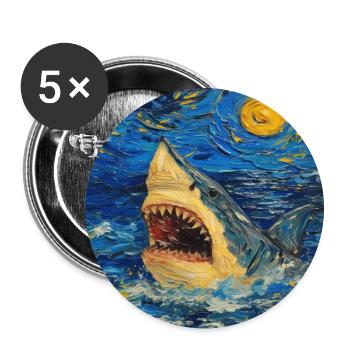 Shark, Shark, Fish, Van Gogh, Starry Night - Buttons large 2.2''/56 mm (5-pack) - white - Front